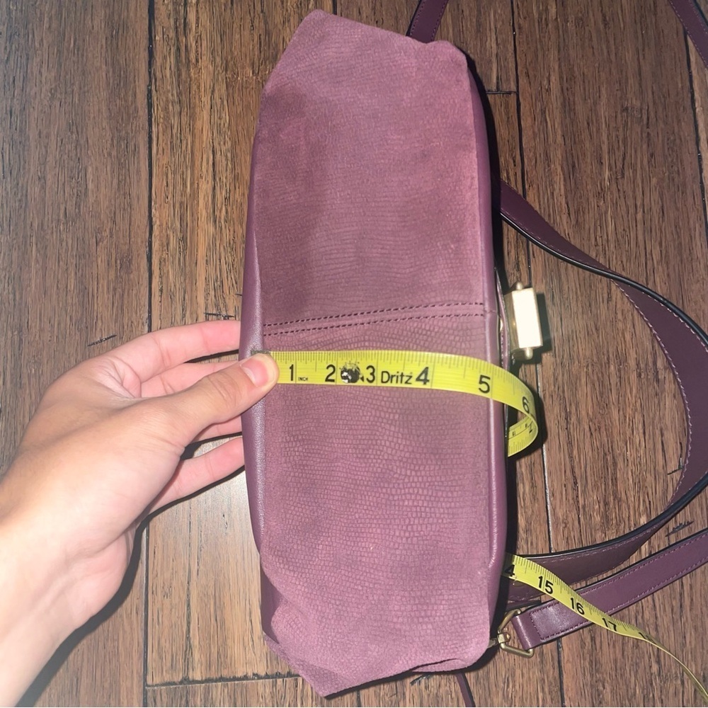 Plum leather suede satchel messenger saddle bag Vera Bradley crossbody purse - Picture 9 of 17